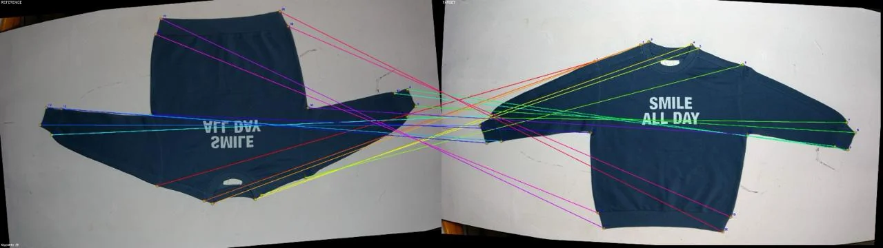 Computer vision measuring a garment on the MagicQC screen